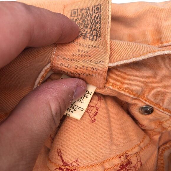 True Religion Jeans Size 32 STRAIGHT CUT OFF Orange - Picture 5 of 9